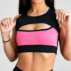 Top Emily Rosa rosa y negro detalle frontal